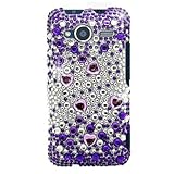 Hard Snap-on Shield With PURPLE SILVER Bling Bling Diamonds Desing Faceplat ....