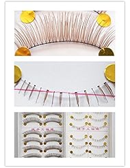 Beauty: C.X.Z? 100% Handmade Brown Coffee Mocha Fake Upper Lower Bottom Eyelash False Eyelashes Comfortable Cotton Clear Strip Band Full Most Natural Makeup Eye End Extension Thick Long Soft (Upper+lower) - JK2012