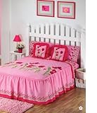 Tulips Pink Bedspread Sheets Bedding Set King 9 Pcs