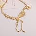 Towallmark(TM) Steampunk Goth Alloy Dinosaur Skeleton Dead Tyrannosaurus T-Rex Charm Necklace (Gold)