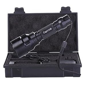 Captink Q1 Outdoor Waterproof Tactical LED Flashlight with 5 Modes and one 18650 Rechargeable Battery, Black