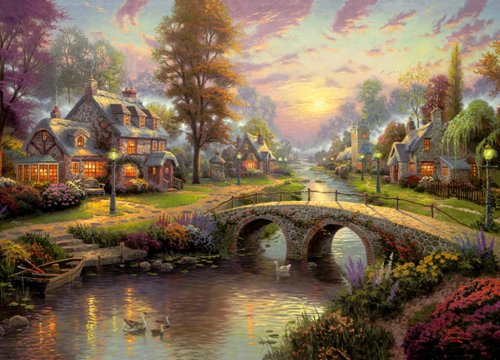 Childrens Toyshop  Toys : Gibsons Puzzle - Sunset on Lamplight Lane (1000 pieces)