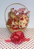 Gourmet Food : Scott's Cakes Small Time for Romance Cookie Basket with Handle Heart Wrapping