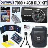 Olympus Stylus 7000 12MP Digital Camera (Black) + 4GB Deluxe Accessory Kit