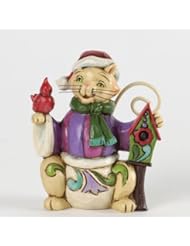 Home: Jim Shore for Enesco Heartwood Creek 3-Inch Christmas Cat with Bird Figurine, Mini - Jim Shore for Enesco