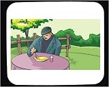 Mouse Pad with man, Michigan, eating, garden, Detroit, breakfast, fence, table, park