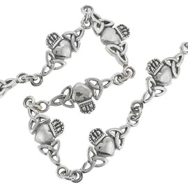 Celtic Claddagh Triquetra Sterling Silver Bracelet