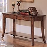 IMAGE OF Sofa Table With Storage Drawers In Rich Brown Finish