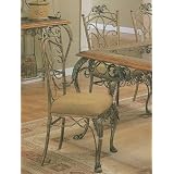 Set of 2 Brown Wrought Iron Metal Dining Chair/Chairs w/Cushion Seats