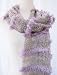 Knitted Scarf Stole Wrap Shawl with Fur Accents Grey Lilac Lavender Purple