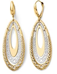 14k White and yellow gold Leslies Two tone Fancy Leverback Earrings