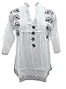 White Pleated Tunic Black Embroidered Cotton Kurti Top