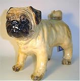Lifesize Pug Classic Dog Ceramic Statue by Colin Kellam