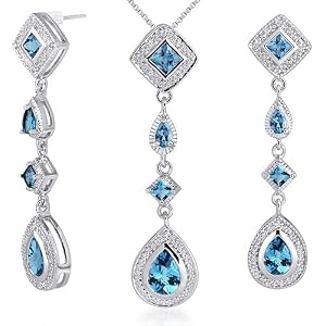 Unique Style 6.00 carats Princess Checkerboard Cut London Blue Topaz Pendant... by