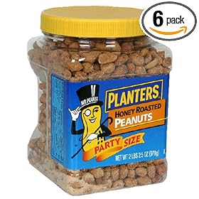 Planters Dry Roasted Honey Peanuts, 34.5-Ounce Packages (Pack of 6) by Planters