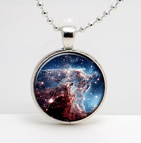 Monkey Head Nebula, Space, Telescope Art Glass Pendant or Key Chain- 30 mm round- Chain Included- Made to Order