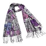 Fashion Abstract Line Art 100% Pashmina Cashmere Tassel Ends Long Scarf Shawl - Various Colors