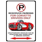 1961 Chevrolet Corvette Muscle Car-toon No Parking Sign