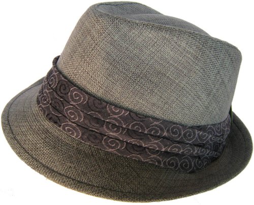 Tight Weave Fedora with Deluxe Silky Tie Swirly Pattern Creased Hatband Cappello Trilby Spring Summer Rex Punk Rock Golf Dress Hat