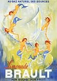 MERMAIDS GLASS LIMONADE BRAULT FRUIT VINTAGE POSTER REPRO
