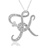 51jkTzNYsYL. SL160  14k White Gold Alphabet Initial Letter K Diamond Pendant Necklace (HI, SI I, 0.12 carat)