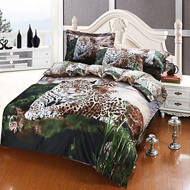 Quilt cover Jungle Leopard New Arival Luxury 3D Pattern Bedding Sets Duvet Cover Sets, Queen Size , queen