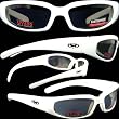 Chicago Foam Padded Sunglasses - Motorcycle/ATV/Sports Eyewear White Frame Smoked Lenses With Vented EVA Foam Padding to Protect Against Wind and Dust