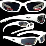 Chicago Foam Padded Sunglasses - Motorcycle/ATV/Sports Eyewear White Frame Smoked Lenses With Vented EVA Foam Padding to Protect Against Wind and Dust