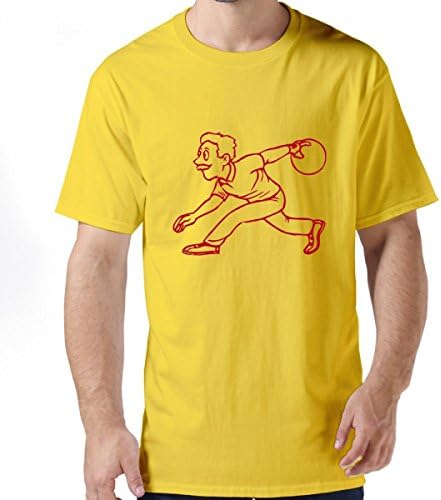 Ten Pin Bowling Ball Man Yellow Men's Crew Neck Tee XXL