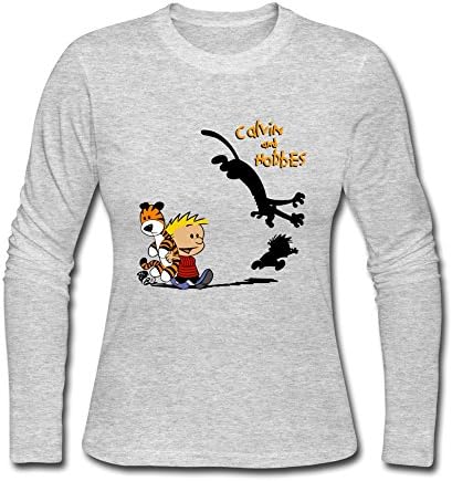 AOMAIT Women's Thomas Hobbes Tiger Calvin And Hobbes Long T Shirt Gray XXL