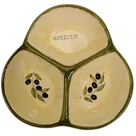 Ceramic Provence Plate 3 part divided tidbit appetizers dish Aperitif by PD