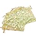 100pcs Heart Green Organza Drawstring Pouches Jewelry Party Wedding Favor Gift Bags 3.8