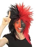 Sports Wig- Black and Red - Adult Std.