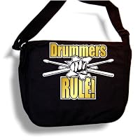 Drum Fist & Sticks Drummers Rule - MusicaliTee Sheet Music & Accessory Messenger Bag Carry Case - Gold by MusicaliTee