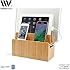 Bamboo Universal Multi Device Cord Organizer Stand and Charging Station for Smartphones, Tablets, and Laptops