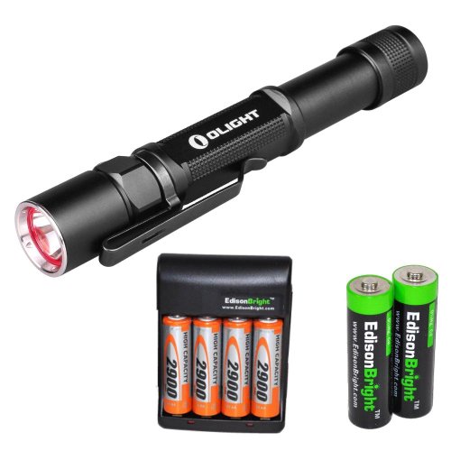 Olight ST25 500 Lumen Cree XML2 LED tactical Flashlight with two NiMH rechargeable AA Batteries