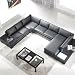 Modern Leather 5 Piece Sectional Sofa in Black