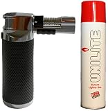 Produkt-Bild: Unilite Mini Bunsenbrenner bis 1370 C, Flambierer, Sturmfeuerzeug + Feuerzeuggas 300 ml