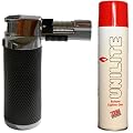 Unilite Mini Bunsenbrenner bis 1370 C, Flambierer, Sturmfeuerzeug + Feuerzeuggas 300 ml