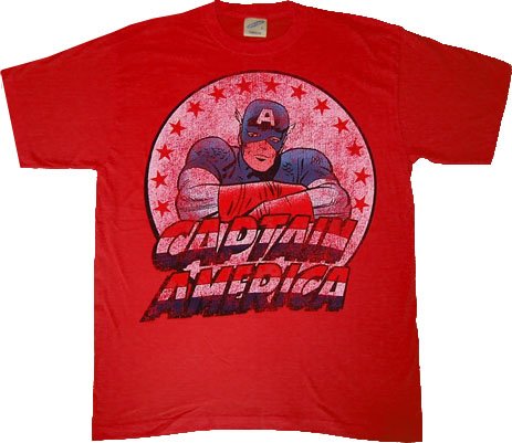  Captain America Faded Retro Red T-shirt Tee