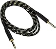 Monoprice 601406 6-Feet Cloth Series 1/4-Inch TS Male 20AWG Instrument Cable, Black and Gold