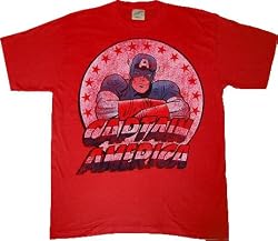 Captain America Faded Retro Red T-shirt Tee
