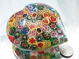 Murano Design Mouth Blown Rainbow Heart Millefiori Art Glass Paperweight PW-1103