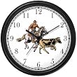 Horse and Rider Chasing Calf in Calf Wrestling Horse Wall Clock by WatchBuddy Timepieces (White Frame)
