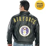 Bomber Jacket:Officially Licensed U.S. Airforce Bomber Leather Jacket - Color : blue - Size : Medium