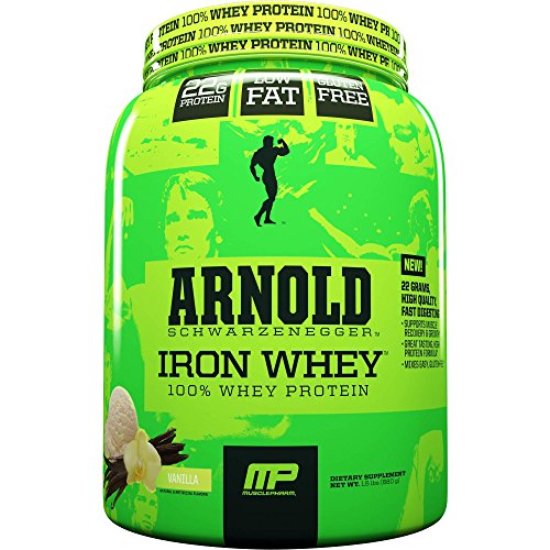 Arnold Schwarzenegger Iron Whey 100% whey Protein, Vanilla, 1.5 Lbs