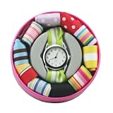 Ribbon Watch with Interchangeable Straps (Pink)