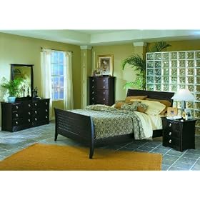 Home Elegance Sleigh King Bed Louvered Design Black Cherry finish 578K-1CK by Home Elegance