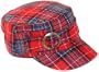 2991RCD Red Plaid Wool Conductor Military Cadet Hat for Women