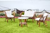 BIMINI BAMBOO GARDEN CONSERVATORY SOFA SET - 2 SEATER SOFA, 2 X CHAIRS AND TABLE